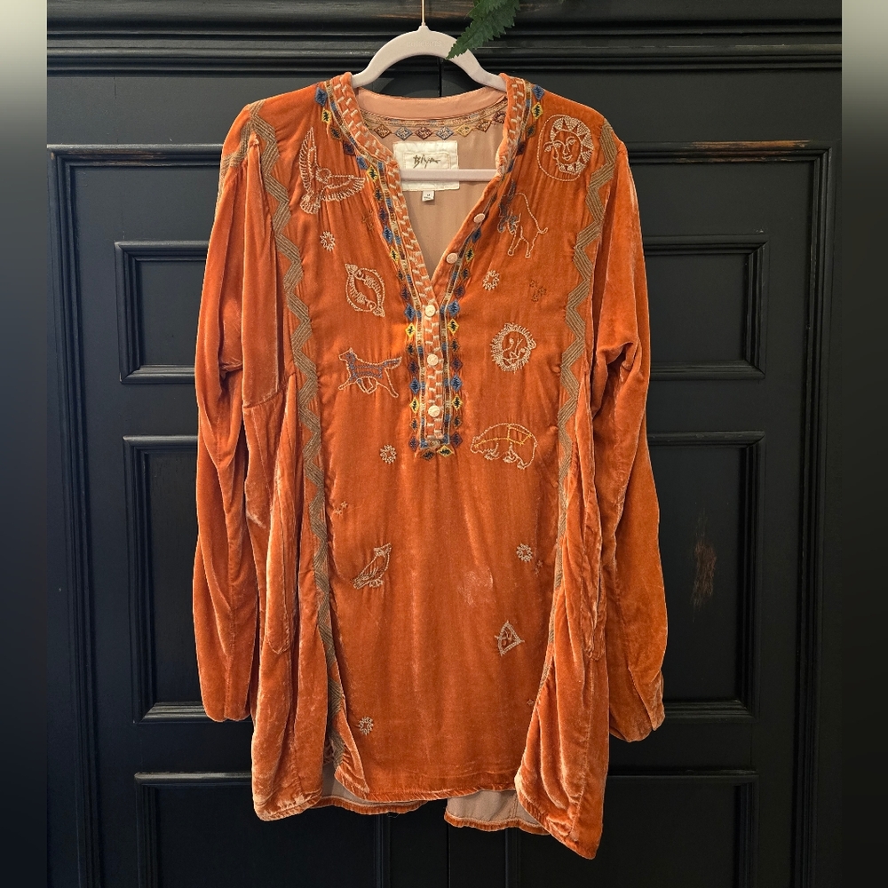 Johnny Was Terracotta Embroidered Blouse